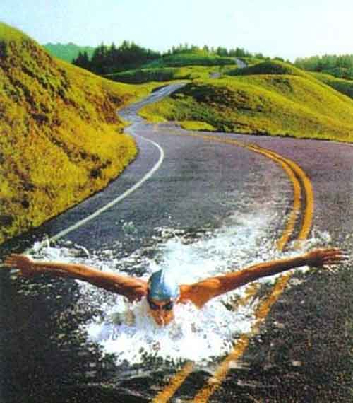 swim on the road