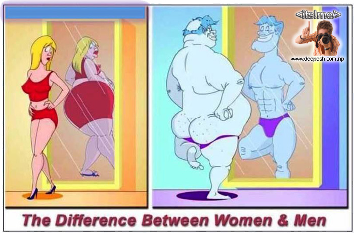 how women and men see them in mirror